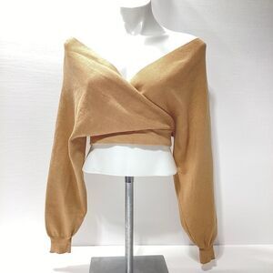 Privy Privately Privileged Cropped Off Shoulder Sweater Medium